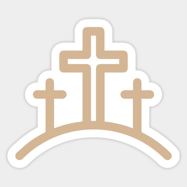 Three Christian Crosses of Calvary Sticker by greenoriginals